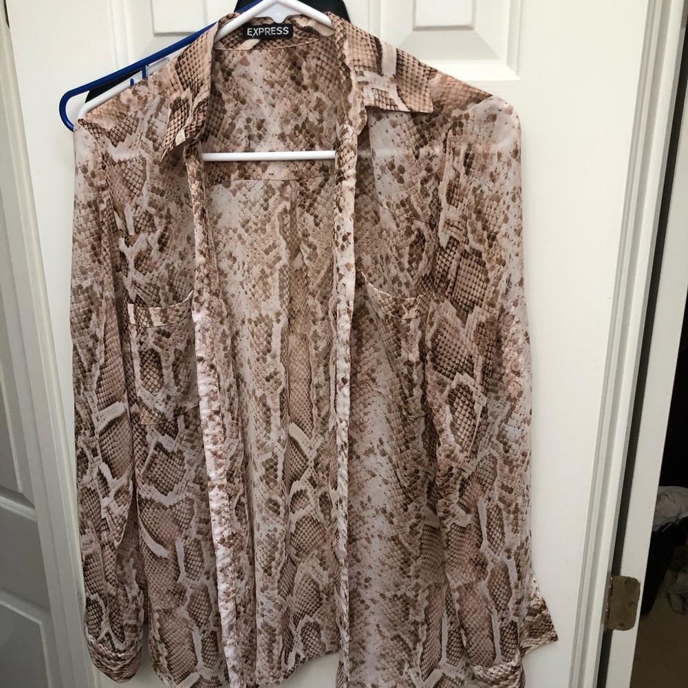 Snake skin print button down